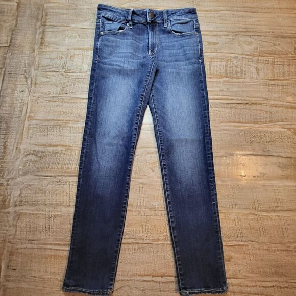 AMERICAN EAGLE Womens 6 Super Stretch JEGGING Distressed Dark Wash - Picture 1 of 10